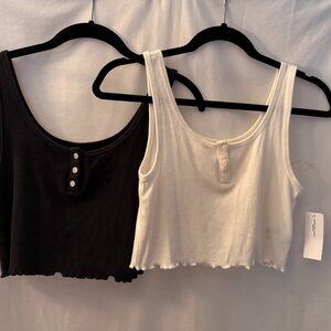 American Eagle White & Black Cropped Cami Top – Women’s Bundle